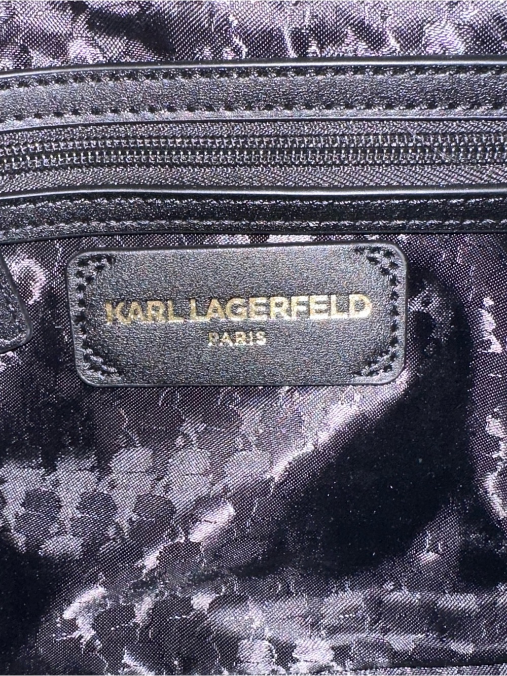 Karl Lagerfeld Quilted Blue Denim Chain Shoulder Bag with Eiffel Charm - Picture 15 of 16